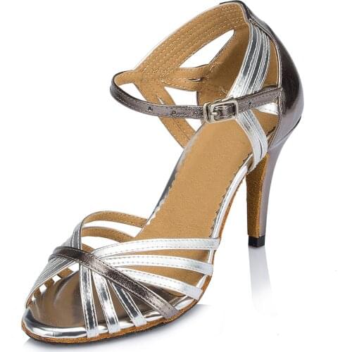 2020 New Style PU Silver Shoes For Women Dance Shoes Ladies Latin Ballroom Salsa Dance Shoes Women Sandals
