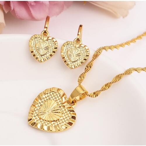 Gold Necklace Earring Set Women Party Gift heart Jewelry Sets daily wear mother gift DIY charms women girls lover Fine Jewelry