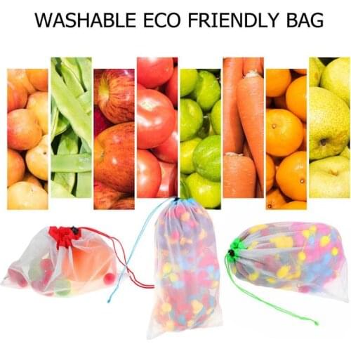 12pcs Reusable Mesh Bags Washable Eco Friendly Bags for Grocery Shopping Storage Fruit Vegetable Toys Sundries Organization