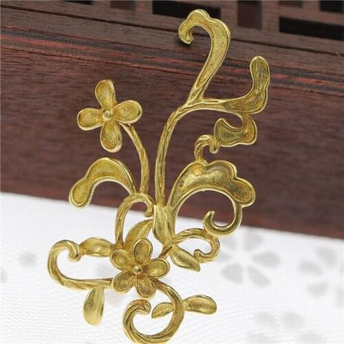 20pcs Quality Brass Metal Casted Flower Leaf Branch Stamping Decoration Charms DIY Classical European Style Jewelry Accessories