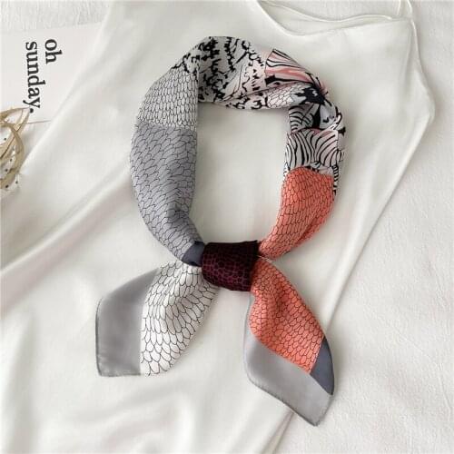 2021 Hair Wrap Neckerchief Female Satin Square Scarf For Women Print Headscarf Elegant Silk Shawl Headband Foulard Hijab Bandana