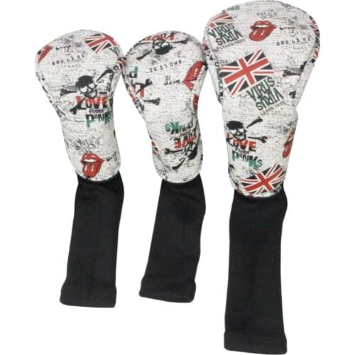 3 Sets Skull Golf Club Headcover 460cc Driver Wood Head Cover No. 1 3 5 Golf Head Cover 1 3 5 Sports Golfer Gift