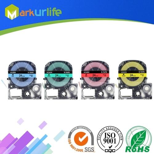 4pcs/lot Mixed Colors 24mm Printer Tape Compatible EPSON Label Printer Ribbon, For King Jim TEPRA Tape Printr LW-300 LW-400
