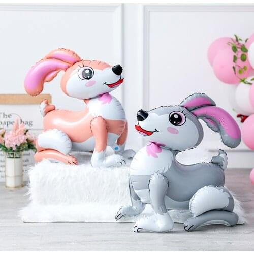4D Walking Rabbit Balloons Foil Globos Jungle Animal Party Kids Birthday Party Decorations Easter Home Decors Stand Rabbit Toys
