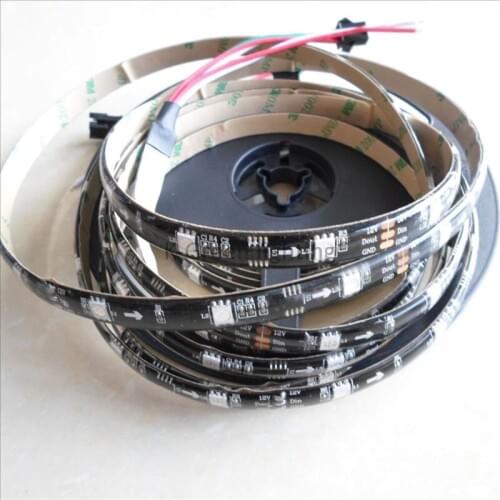 5mX High quality WS2811 digital LED strip DC12V input 30LEDs/m 10IC/m BLACK PCB free shipping