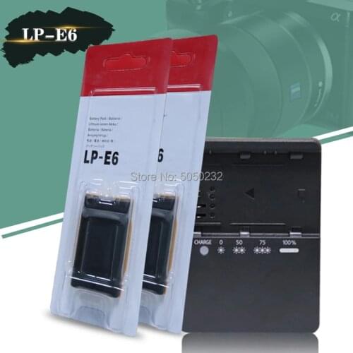 2pcs 7.2v 1800mAh LP-E6 LP E6 LPE6 Battery For Canon EOS 5D Mark II III IV EOS 5DS 5DSR 6D 7D 7D + Digital Camera LC-E6E charger