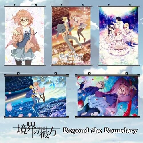 Anime Beyond the Boundary Kanbara Akihito Kuriyama Mirai Cosplay Poster Scroll Mural Wall Hanging Poster Otaku Home Decor Gifts