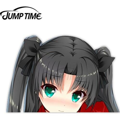 Jump Time 13 x 7.7cm Car Decals Cute Girl Anime Avatar Car Stickers Window Peeker Vinyl 3D Waterproof Car Accessories