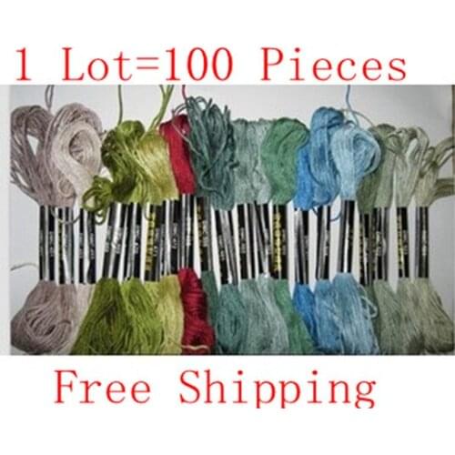 Free Shipping Cotton Knitted Wire Similar DMC Threads Total 100 PCS Cross Stitch Thread Floss