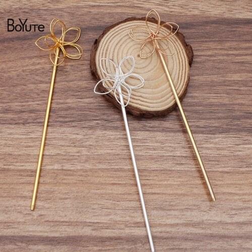 BoYuTe Wholesale (10 Pieces/Lot)32MM Metal Iron Flower Hair Stick Vintage Hair Accessories Diy Hand Made Jewelry Materials