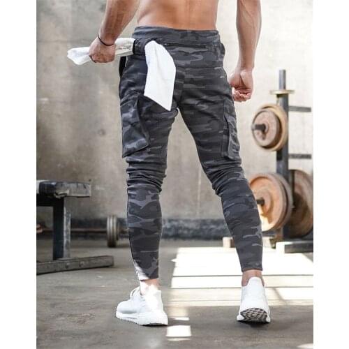 Fashion Stitching Men Pants Fitness Casual Elastic Pants men Bodybuilding Clothing Casual multi-pocket Sweatpants Joggers Pants