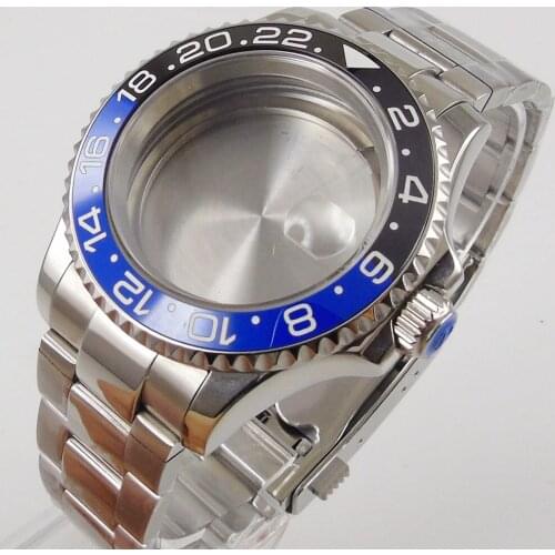 41mm Sapphire Glass Alloy Black Blue bezel Watch Case Bidirectional Rotating Fit ETA 2836 DG2813 3804 Miyota 8215 Movement