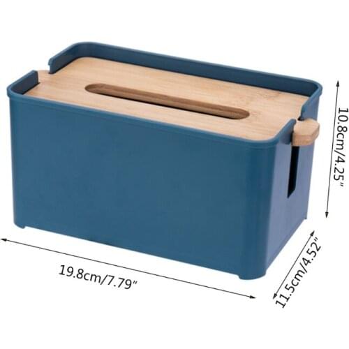 Wooden Tissue Box Holder with Adjustable Height Floating Lid Paper Dispenser