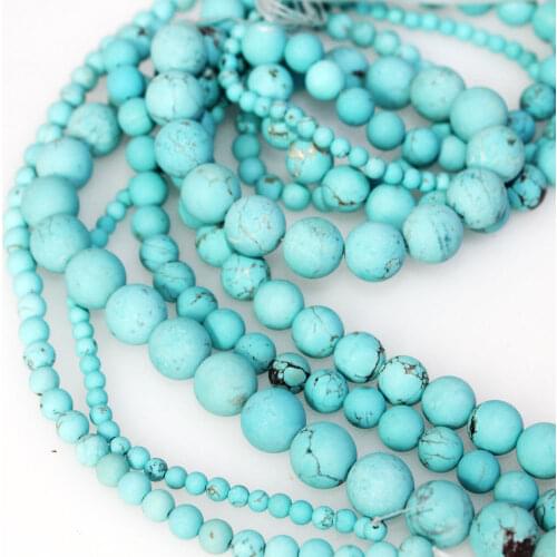 Wholesale Matte Natural Turquoises Stone Beads Round Loose Beads for Jewelry Making 4 6 8 10 12mm DIY Bracelet Necklace