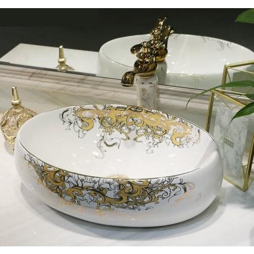 Small oval white Ceramic Art Basin Sinks Counter Top Wash Basin Bathroom Vessel Sinks vanities countertop wash basin
