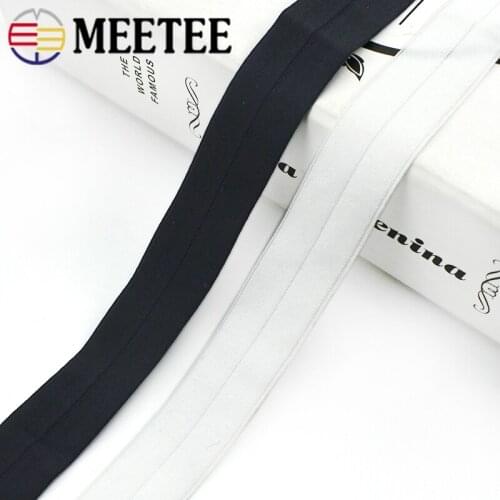 Meetee 10/20M 20mm Fold Edge Banding 10mm Elastic Band Nylon Spandex Stretch Webbing for Bra Shoulder Strap Belts Spring Bands