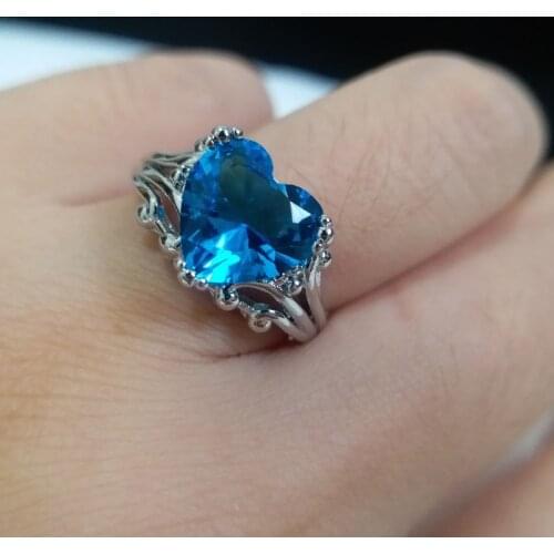 Fashion blue heart Ring for women Cubic Zirconia Rings Female engagment rings