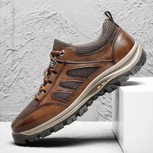 2021 spring and summer mens shoes outdoor sports shoes breathable leather dad shoes mens cowhide casual leather shoes loafers