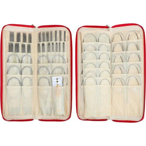88pcs 25cm 36pcs Straight Knitting Needles Set 43cm 65cm 80cm 11Sizes Circular Knitting Needles Crochet Hook Set with Bag