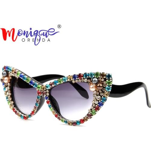 2020 Oversized Sunglasses Women Luxury Brand glasses Colorful Rhinestone Cat Eyes Sunglasses Vintage Shades Eyewear Oculos