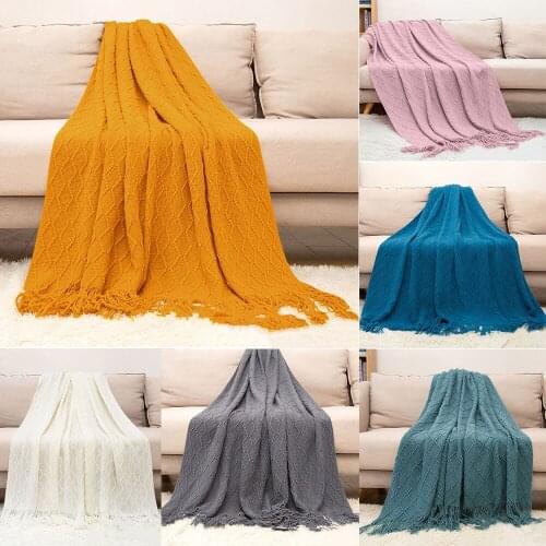 ROMANZO Sofa Blanket Cover Blanket Bed End Blanket Knitted Blanket Air Conditioning Blanket Tassel Napping Blanket Blanket