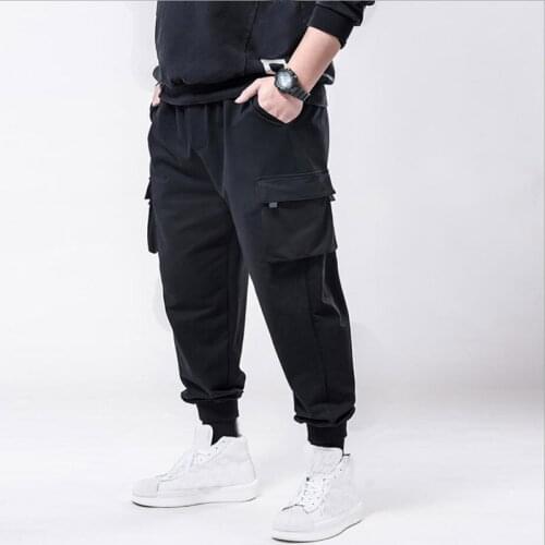 Autumn Men Sweatpants pocket pencil pants plus size big 5XL 6XL 7XL man casual pants high street wear elasticity Stretch 48 50