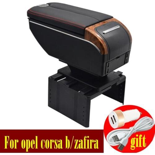 For opel corsa b/zafira armrest box Double doors open 7USB Centre Console Storage Box Arm Rest