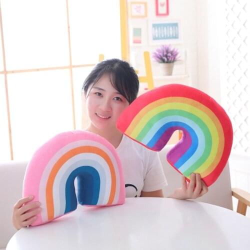 Kids Rainbow U Shape Pillow Neck Cushion Head Support Sleeping Plush Toy Children Room Decoration