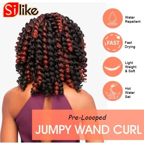 Silike Jamaican Bounce Curl Crochet Hair 8inch Jumpy Wand Grey 22 Roots African Synthetic Crochet Braiding Hair Extensions
