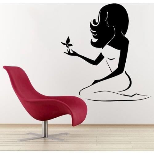 Spa Wall Sticker Beautiful Woman With Butterfly Art Home Interior Design Decor Vinyl Wall Decals Beauty Salon Decoration Y648
