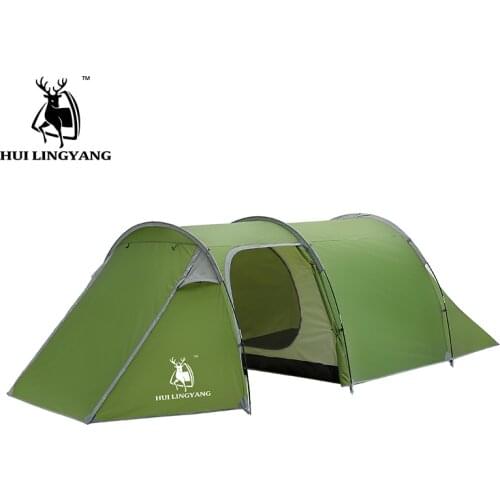 Ultralight Camping tent Waterproof 3-4 person Double Layer Tunnel tent Outdoor Hiking Climbing Large space Beach family tents