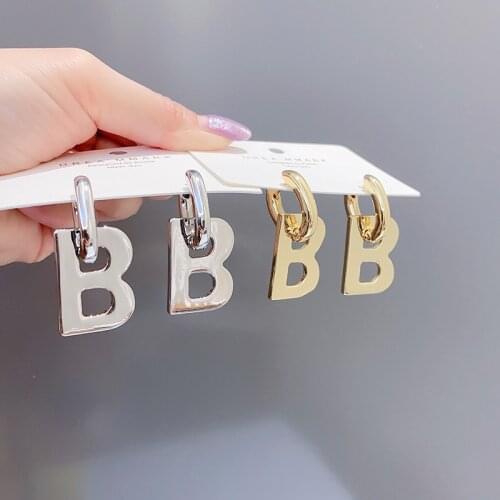 JTCFLY New Design Gold Silver Color Letter B Pendant Earrings for Women Vintage Detachable Minimalist Jewelry