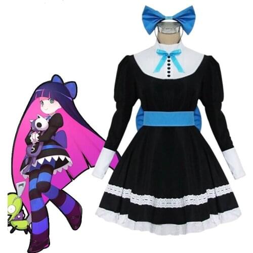 Panty & Stocking with Garterbelt Heroine Anarchy Stocking Black Dress Cosplay Costume women Lolita Maid Suits party Uniform
