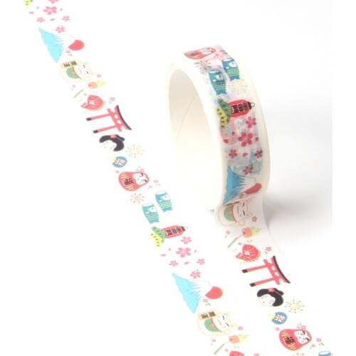 NEW 1X Cute Japanese Style Print Washi Tape for DIY Planner Scrapbooking Decorative Masking Tape School Office Supplies