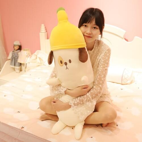 100cm New Cute Banana Dog Plush Toy Stuffed Soft Animal Long Dog Pillow Birthday Gift for Kids Children Kawaii Valentine Present