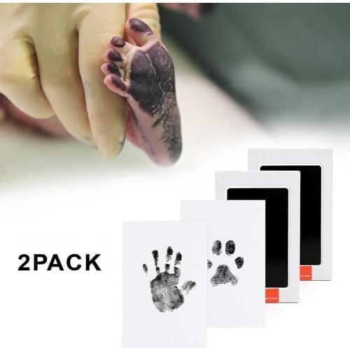 2 Pcs Baby Stamp Pads With Handmade Print Safe Non-toxic Stamp Pads Kits Childrens Toy Baby Footprints Handprint Ink Pads