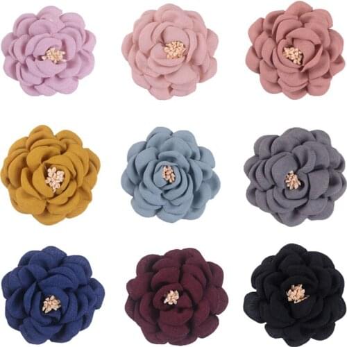 Free ePacket Rolled Burned Edges Linen Fabric Camellia Flower with Stamens for Gilrs Hair Wedding Invitation Flowers Decor