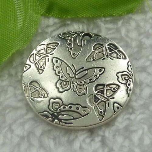 60 pieces antique silver butterfly charms 30x30mm #1963