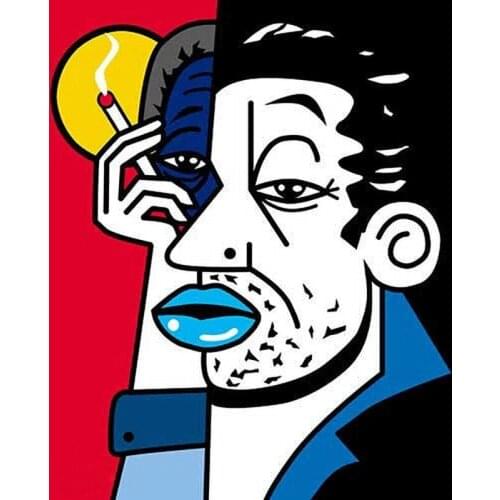 Abstract Handmade Painting Pop Art Smoking Woman On Oil Canvas For Home Decor Wallpaper Gallery