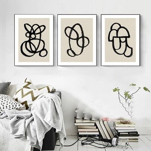 Abstract Line Draw Poster Geometric Canvas Painting Minimalist Art Print Modern Line Wall Picture for Living Room Home Decor