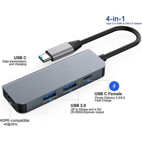 TJTAK Type C to HDMI-compatible 4K USB C 3.0 Adapter for MacBook Samsung S8 Dex Huawei P30 Dock Xiaomi 10 Projector TV Monitor