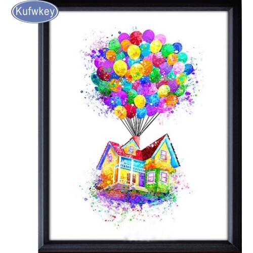 Diamond Painting Cross Stitch Rainbow Castle Balloon Needlework Mosaic Diamond Embroidery kids room Decoration Christmas gift