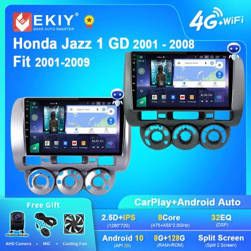 EKIY Android Car Radio For Honda Jazz 1 GD 2001 - 2008 Fit 2001-2009 Navi GPS 1280*720 IPS Carplay Multimedia Player Auto Stereo