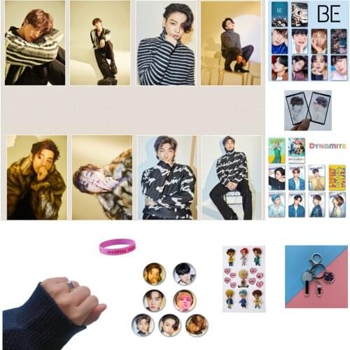 Kpop Bangtan Boys LOVE YOURSELF DYNAMITE BE Map Of The Soul Poster Sticker Photos Picture Key Chain Ring Badge Bracelet Set