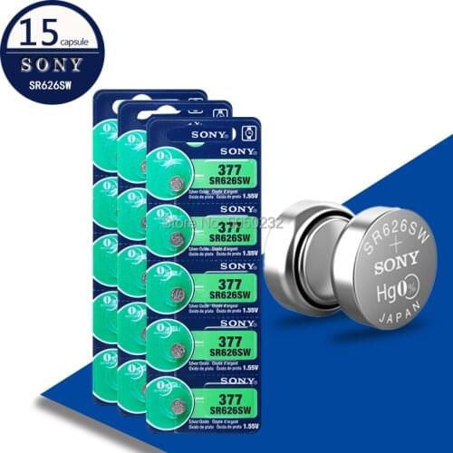 15pcs NEW For SONY Original 1.55V 377 376 SR626SW 626 SR626 V377 AG4 Watch Battery Button Coin Cell For Toys MADE IN JAPAN