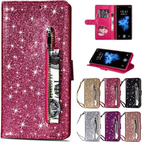 Glitter Mobile Phone Bag For IPhone 12 11 Pro X XS MAX XR Case Iphone 9 8 7 6S Plus SE 2020 5 5S Flip Card Slot Cover Hand Strap