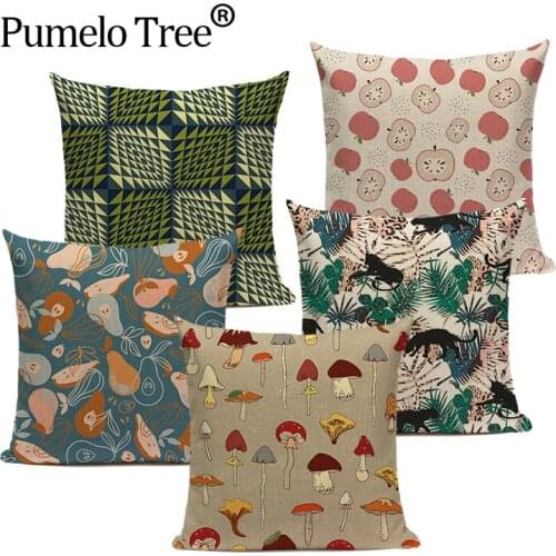 Tropical Jungle Decorative Cushion Cover Mushroom Flower Pillowcase Plant Throw Pillows Cases Floral Home Decor Car Pillow Cover