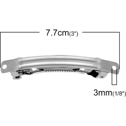 Doreen Box 20PCs Silver Color French Hair Barrette Clips Findings 7.7x1.2cm(3"x4/8") (B21772)