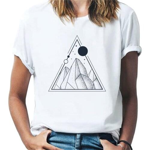 Mountain Harajuku Print T-shirt Funny top Casual clothes Tshirt Female Simple T-shirt Women O-neck Short sleeve T shirt