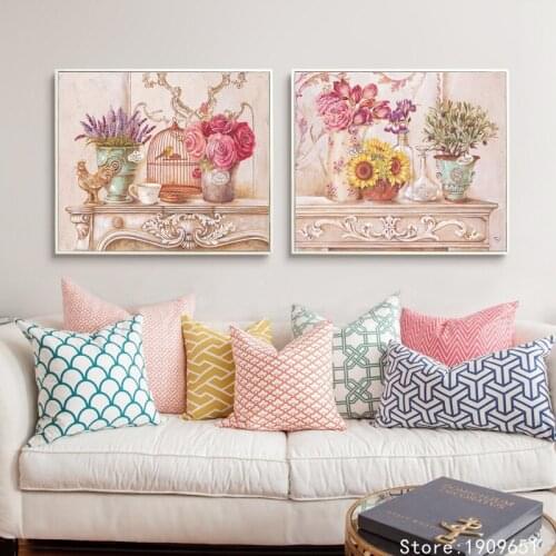 Cotton no frame pastoral rose flowers still life canvas printings oil painting printed on cotton wall art decoration pictures